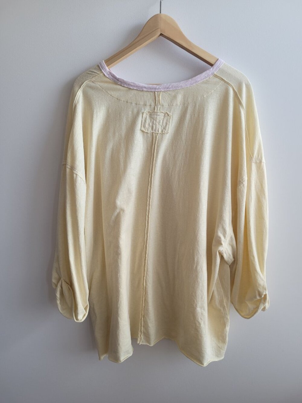 Free People "We the Free" 100% Cotton Baby Yellow 3/4 Sleeve T-Shirt-XL - Picture 4 of 7